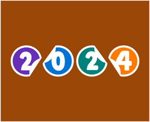 Happy New Year 2024 Abstract Graphic Design Vector Logo Symbol Illustration With Brown Background