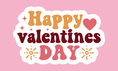 Happy valentines day Retro Stickers Design
