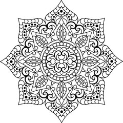Mandala. Oriental circular pattern for Henna, tattoos, and decorations. Coloring book page. Vector illustration.