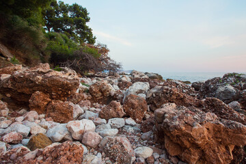 Fototapeta na wymiar View to the beach in Sutomore, Montenegro