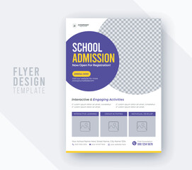 Online kids school education admission flyer design template vector, High school promotion banner, School admission flyer template, kids school admission flyer, creative and modern kids admission