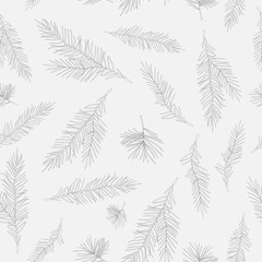 Seamless pattern with fir branches. Vector illustration. White background