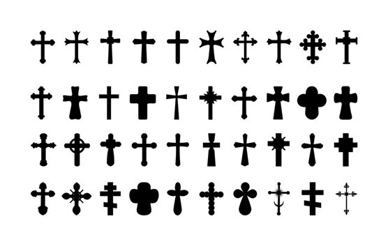   Christian cross elements set - visualization of cross vector types - vector concept of vintage  Christianlike 

emblem  