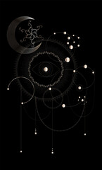  Gold insight art  - visualization of sacred geometry vector templates - vector concept of mystic cosmogonies symbols

