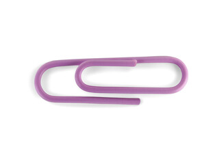 Lilac paper clip isolated on white background