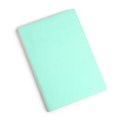 Turquoise notebook on white background