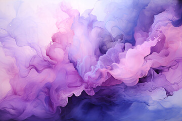 Indigo Violet Smoke Watercolor Wave Abstract Design