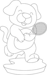 Dog Tennis Tennis racket Sports Animal Vector Graphic Art Illustration