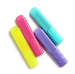 Colorful markers on white background