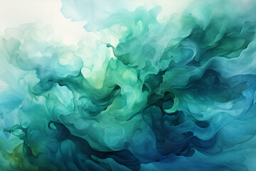 Green Smoke Watercolor Wave Abstract Design