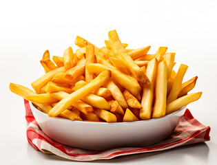 Savor the crunch, A tantalizing stock photo of golden, crispy chips, showcasing the irresistible allure of delicious fast food.