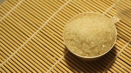 Sugar on small plastic container