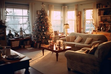 Fototapeta na wymiar living room interior with christmas decorations