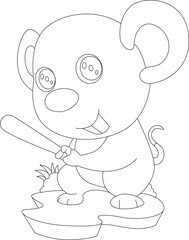 Mouse Baseball Baseball bat Sports Animal Vector Graphic Art Illustration