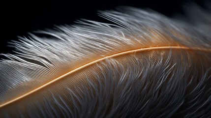 A close-up shot of a textured feather, with its delicate barbs and intricate patterns.