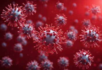 Covid-19 - Coronavirus In Red Background - Virology Concept - 3d Rendering
