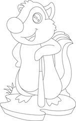 Skunk Baseball Baseball bat Sports Animal Vector Graphic Art Illustration