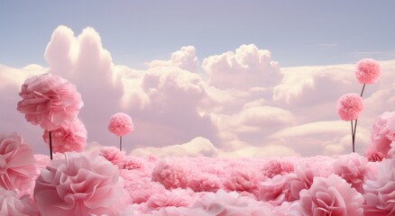 a pink flower background in the sky,