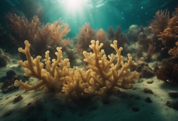Fototapeta na wymiar Underwater view with sandy seabed