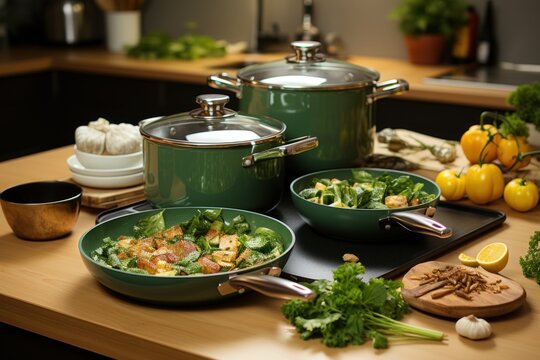 calphalon non stick ceramic coated cast iron non stick cookware set