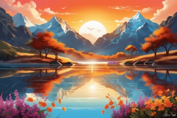 tropical island with palm trees an ocean created with generative AI software