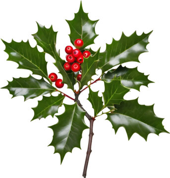 An image of holly branches. Christmas decoration elements. 