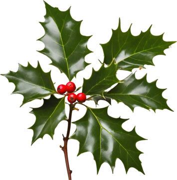 An image of holly branches. Christmas decoration elements. 