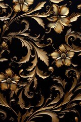 3D gold ornaments for decoration on a black background