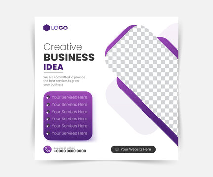 Digital marketing corporate social media and agency banner or Facebook post template. 
Business promotion solution social media Instagram square post template in modern background.