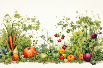 Obraz na płótnie Canvas a magic vegetable border against a white background