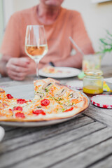 Meal with Fresh French Tarte Flambée