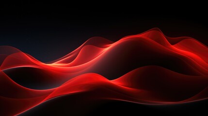abstract red waves on black background, computer generated abstract background, 3D rendering