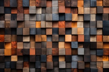 Wooden texture background. Abstract background of wooden cubes of different colors.