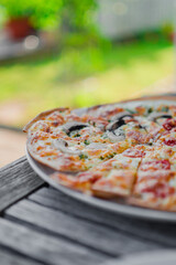 Fresh French Tarte Flambée with Créme Fraiche and Vegetables