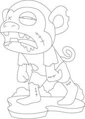 Monkey Halloween Zombie Animal Vector Graphic Art Illustration