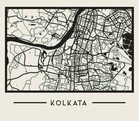 Abstract Kolkata City Map - Illustration