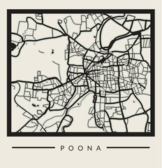 Fototapeta na wymiar Abstract Pune City Map - Illustration