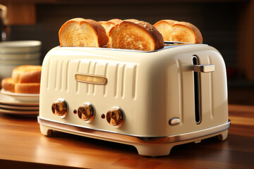 A toaster in the kitchen on the table