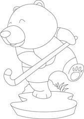 Bear Field hockey Hockey stick Sports Animal Vector Graphic Art Illustration