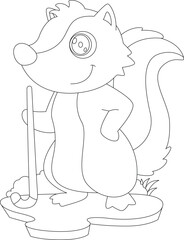 Skunk Field hockey Hockey stick Sports Animal Vector Graphic Art Illustration
