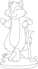 Wolf Field hockey Hockey stick Sports Animal Vector Graphic Art Illustration