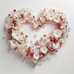 Flowers speak of love: heart on a white background