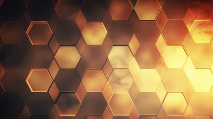 an abstract pattern of hexagonal polygons with abstract light - obrazy, fototapety, plakaty