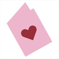 heart on the card. Flat design. Vector
