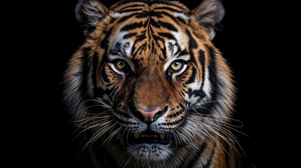 portrait of a tiger on black background