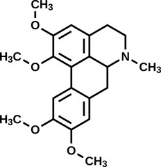 Glaucine structural formula, vector illustration