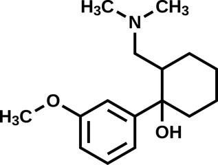 Tramadol structural formula, vector illustration 