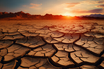 cracked land on hot sunny weather, earth, cracked earth background, cracked earth texture, Panorama of cracked brown soil, barren wasteland surface natural background with deep focus
 - obrazy, fototapety, plakaty