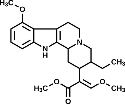 Mitragynine structural formula, vector illustration