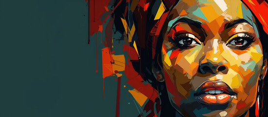 Portrait of an African woman wearing a traditional headdress, Black History Month